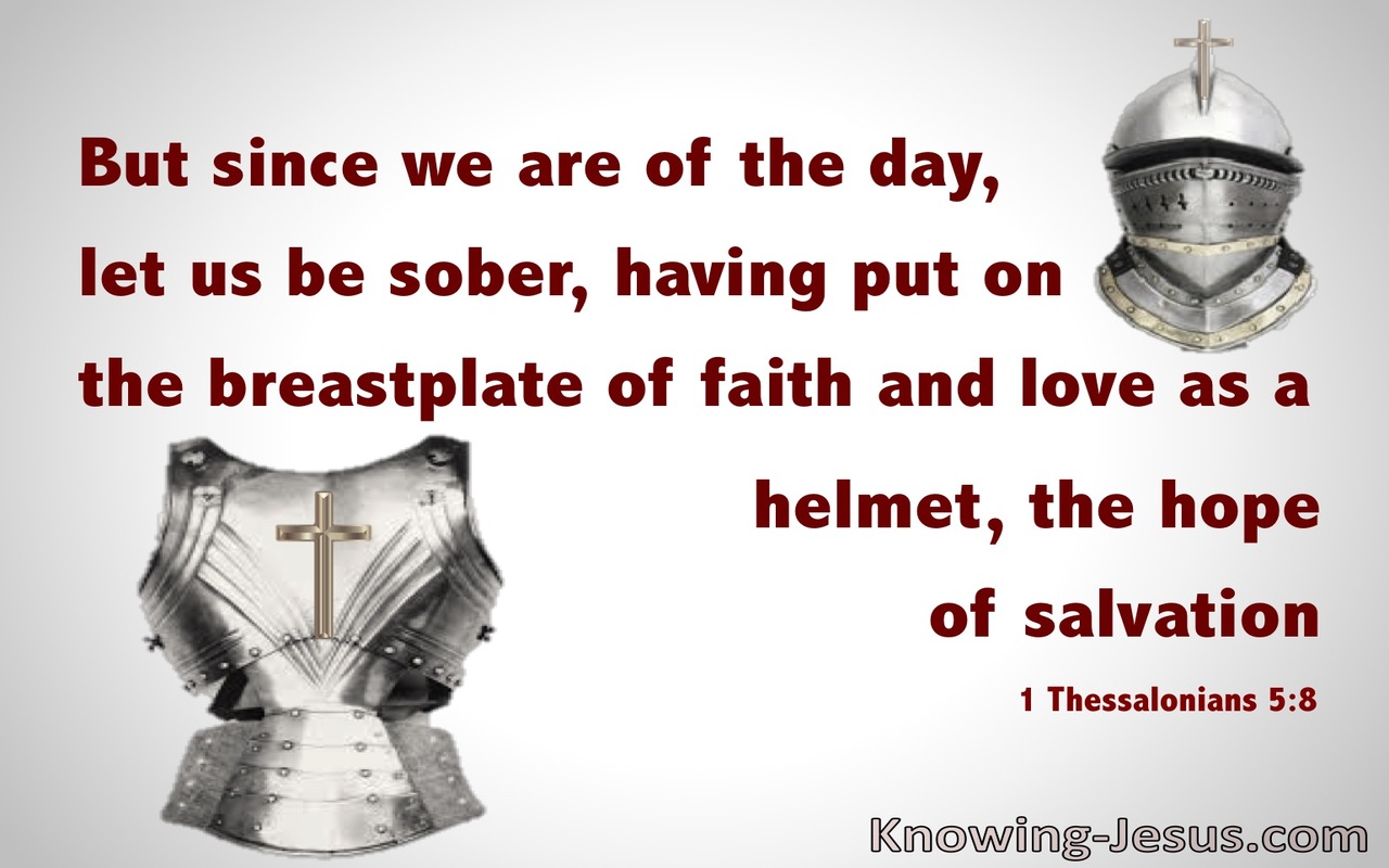 1 Thessalonians 5:8 Breast plate Of Lord And Helmet The Hope Of Salvation (red)